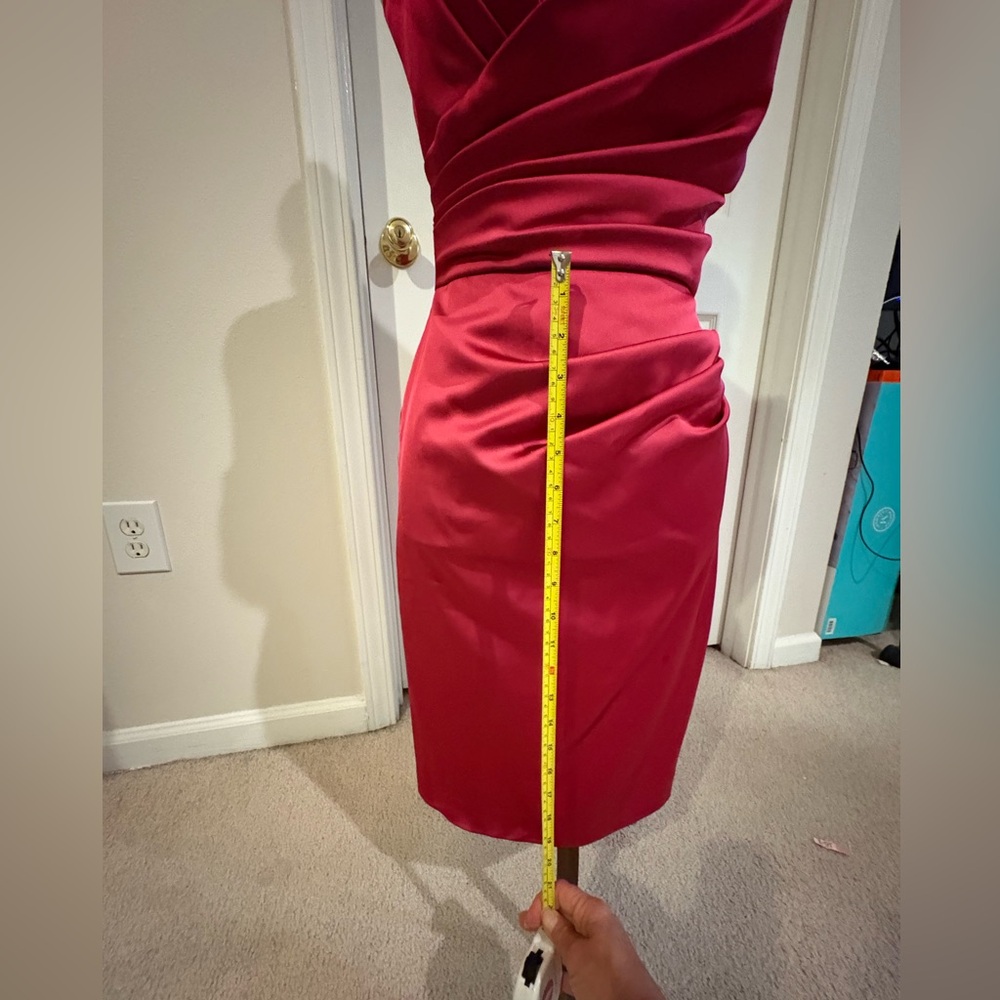 Strapless Red Satin Dress Size 4 - Picture 4 of 4